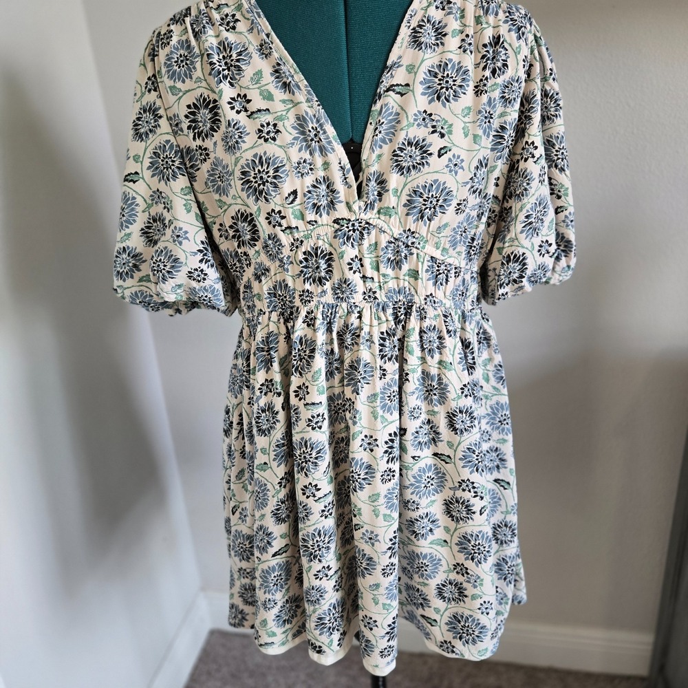 Sincerely Jules Babydoll Dress Womens XL Multicolor Floral V Neck Boho Balloon